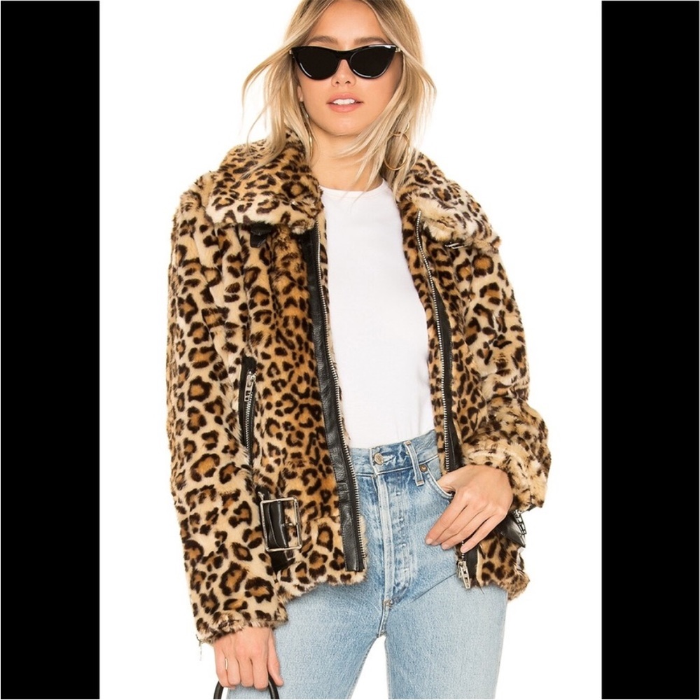 [Blank NYC] Leopard Fur Moto Jacket